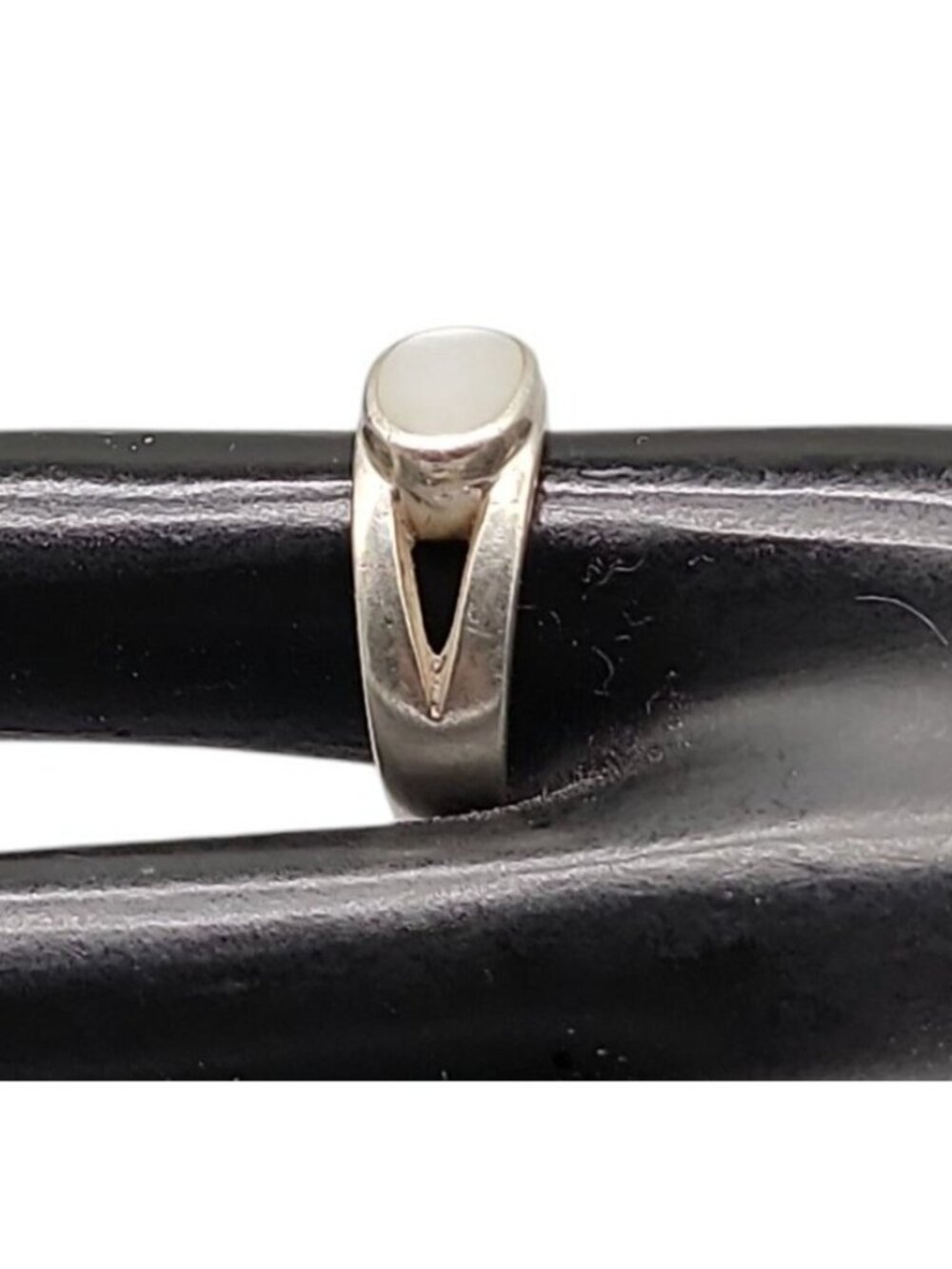 SU Sterling Silver Mother Of Pearl Ring Size 8 Band Style Thailand 925 Gemstone - Picture 8 of 16
